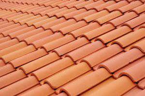 New roof with ceramic tiles closeup